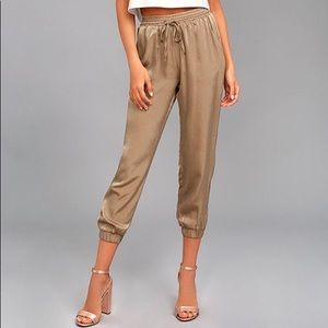 Satin nude joggers